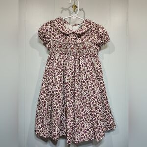 Luli & Me‎ Girls 3T Smocked Floral Dress 100% Cotton Peter Pan Collar